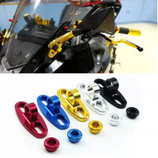 Moto mirror mounts on the plastic of a sportbike motorcycle