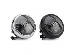 Фара світлодіодна універсальна кругла з поворотниками Classic Cree Led на мотоцикл Колір чорний хром