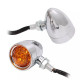 Custom road turns on a motorcycle chopper cruiser with DRL moto turn signals metal, chrome color