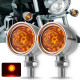 Custom road turns on a motorcycle chopper cruiser with DRL moto turn signals metal, chrome color