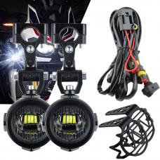 Additional LED motorcycle headlights with metal mounts