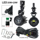 Additional LED motorcycle headlights with metal mounts
