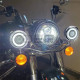 Additional LED motorcycle headlights with angel eyes Chopper Led
