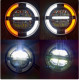 Мото фара универсальная светодиодная круглая с поворотниками Classic Led 3 на мотоцикл диаметр 17 см