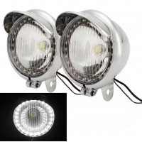 Дополнительные мото фары Chopper Led с ангельскими глазками дхо габарита