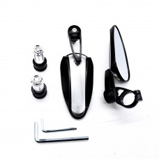 Зеркала Stream универсальные металлические в торец руля на мотоцикл кафе рейсер, цвет серебро