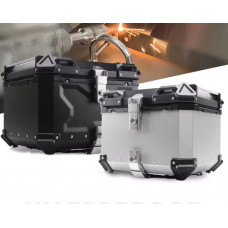 Universal aluminum motorcycle trunk with rack mount, 45L