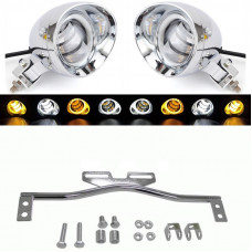 Люстра на чопер із додатковими світлодіодними фарами дхо хромовані на мотоцикл