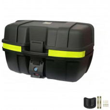 Universal plastic motorcycle trunk with rack mount, 52 liters