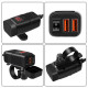 Waterproof motorcycle charger with two USB 3.0 ports on the handlebars and a voltmeter