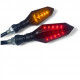 Double LED motorcycle turn signals with red daytime running lights.