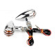 Drop grille motorcycle turn signals with side lights, metal, and chrome grille
