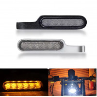 Повороты светодиодные на мотоцикл Slim Bar под пульты руль динамические бегущие металлические, цвет черный