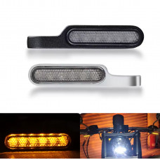 Повороти світлодіодні на мотоцикл Slim Bar під пульти кермо динамічні металеві, колір чорний