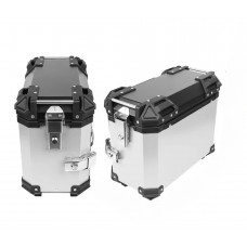 Universal aluminum side panniers with mounts for BMW, Honda, Yamaha, Kawasaki, Suzuki, KTM enduro motorcycles