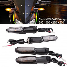 Повороты led на мотоцикл Kawasaki Z 125 250 300 400 650 750 800 900 1000 KLE Versys ER6 KLR 650, темные 2 шт
